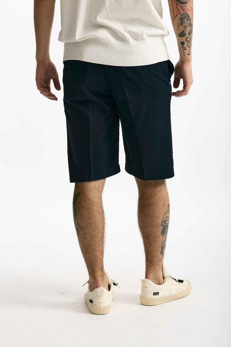 Bermuda in cotone e lino stretch blu uomo White sand - 3