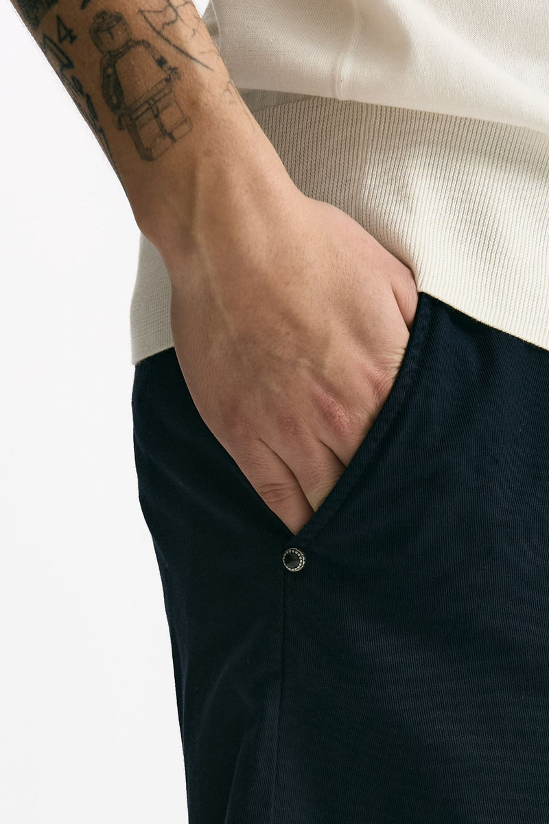 Bermuda in cotone e lino stretch blu uomo White sand - 5
