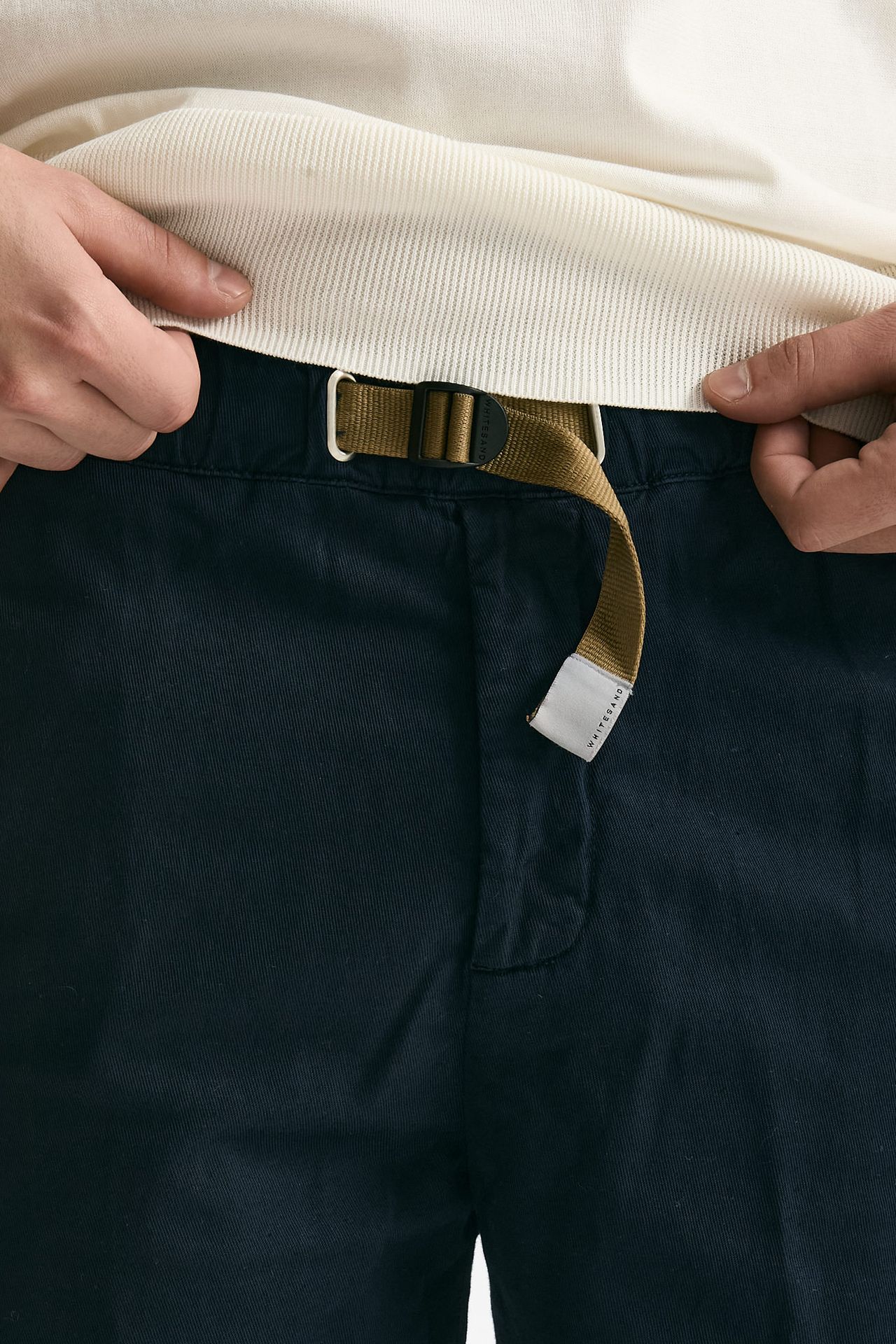 Bermuda in cotone e lino stretch blu uomo White sand - 6