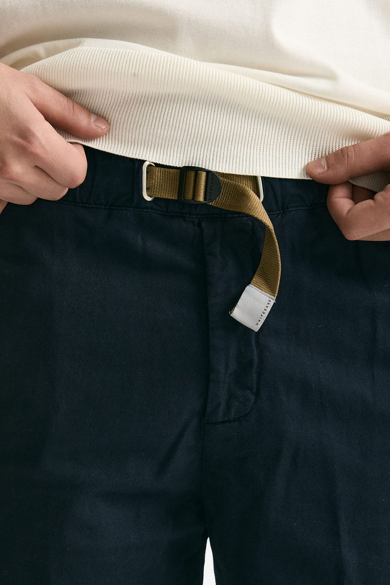 Bermuda in cotone e lino stretch blu uomo White sand - 6