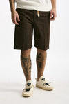 Bermuda in cotone e lino stretch marrone uomo White sand - 2