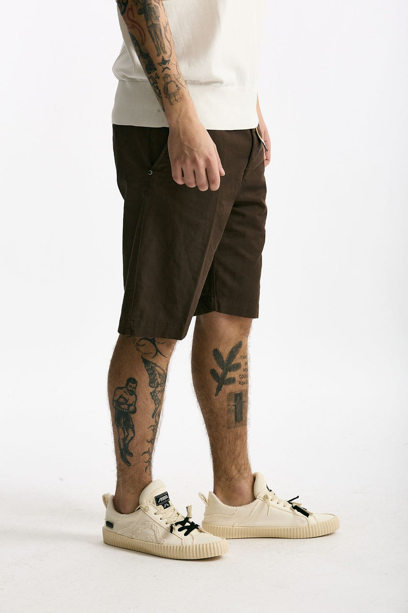 Bermuda in cotone e lino stretch marrone uomo White sand - 3
