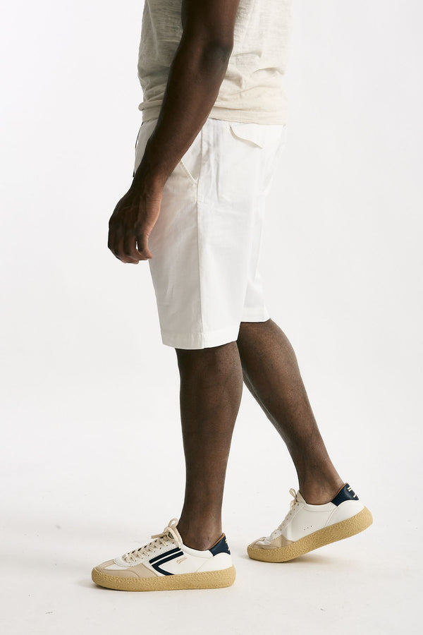 Bermuda in cotone e lino stretch bianco uomo White sand