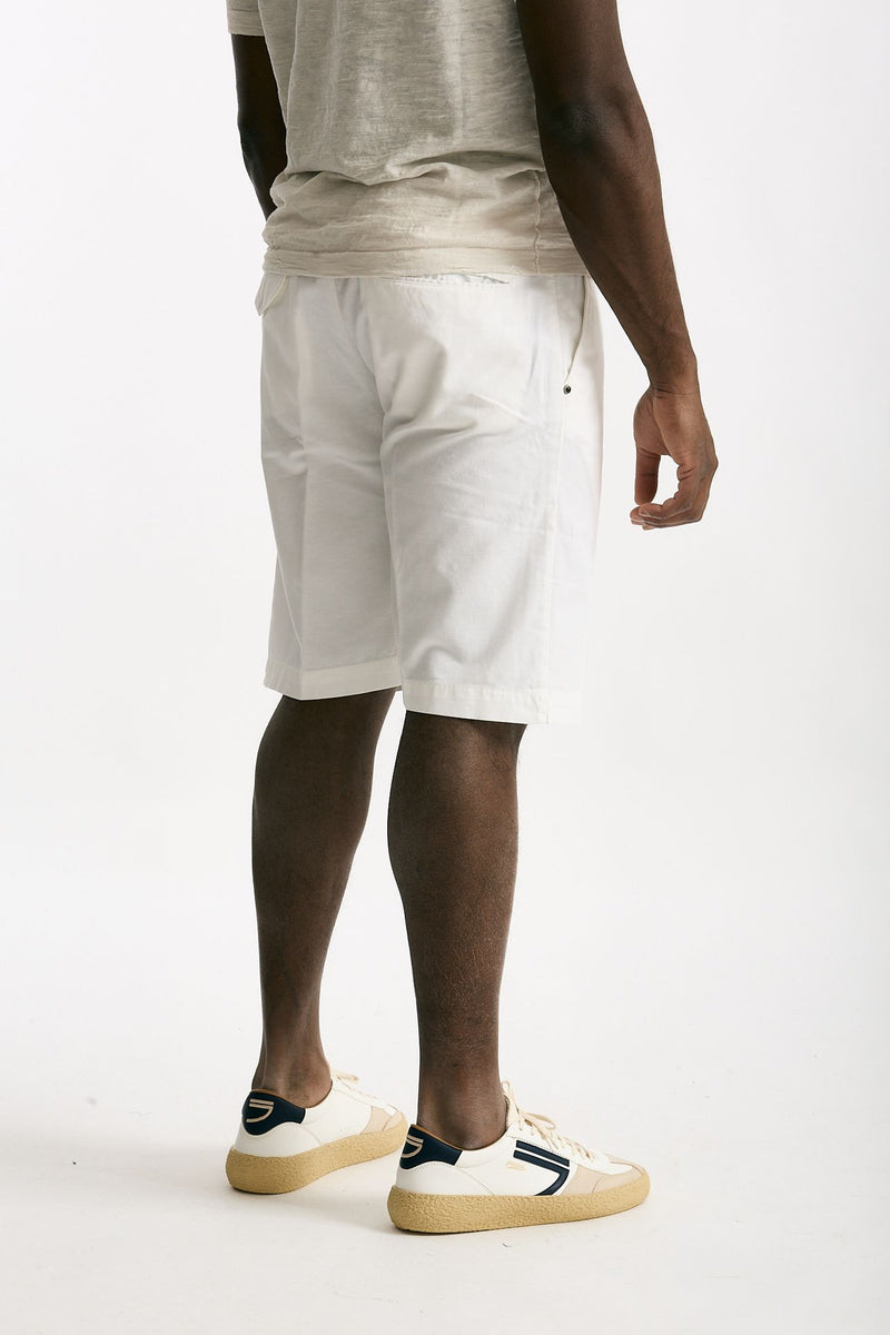 Bermuda in cotone e lino stretch bianco uomo White sand - 3