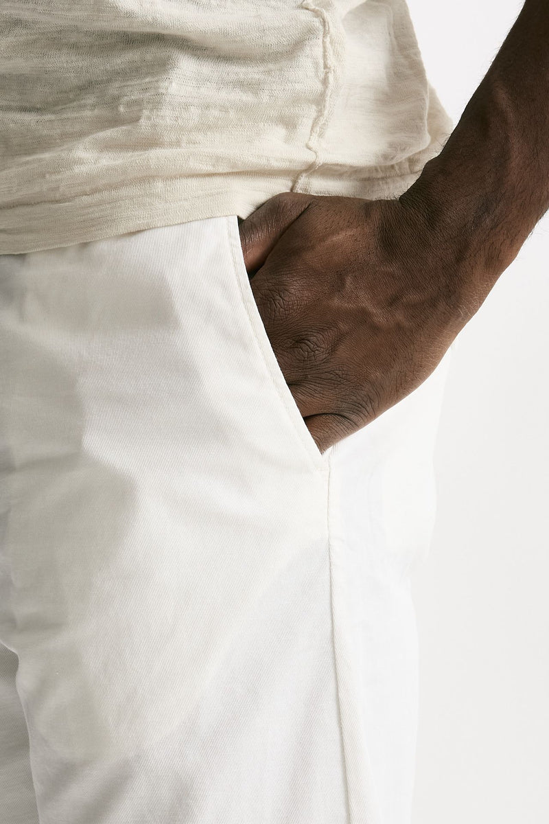 Bermuda in cotone e lino stretch bianco uomo White sand - 6