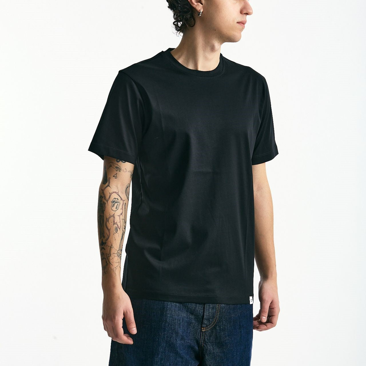 T-shirt in cotone e modale nero uomo Woc - 6