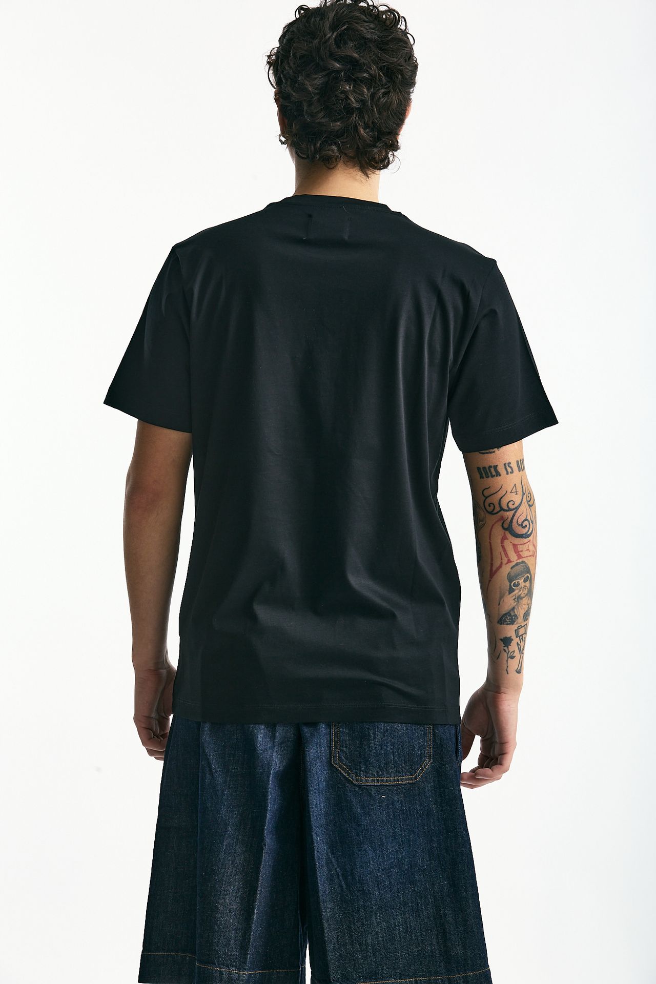 T-shirt in cotone e modale nero uomo Woc - 3