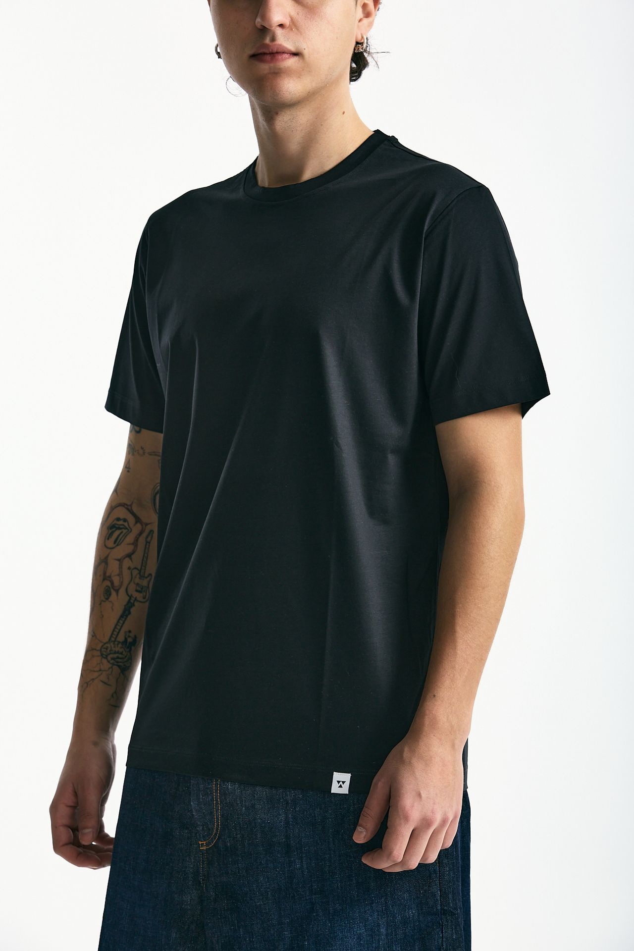 T-shirt in cotone e modale nero uomo Woc - 4