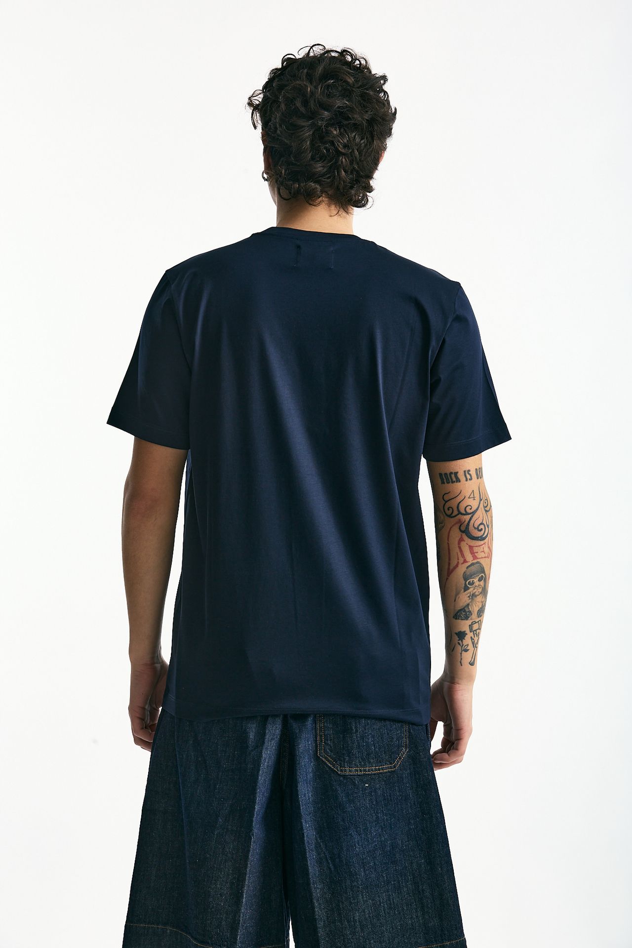 T-shirt in cotone e modale blu uomo Woc - 4