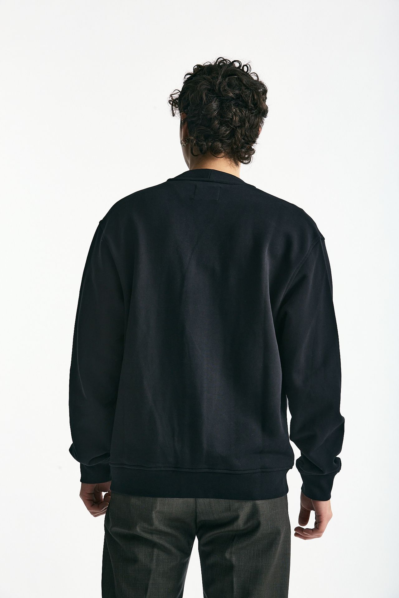 Felpa cardigan in cotone nero uomo Woc - 3