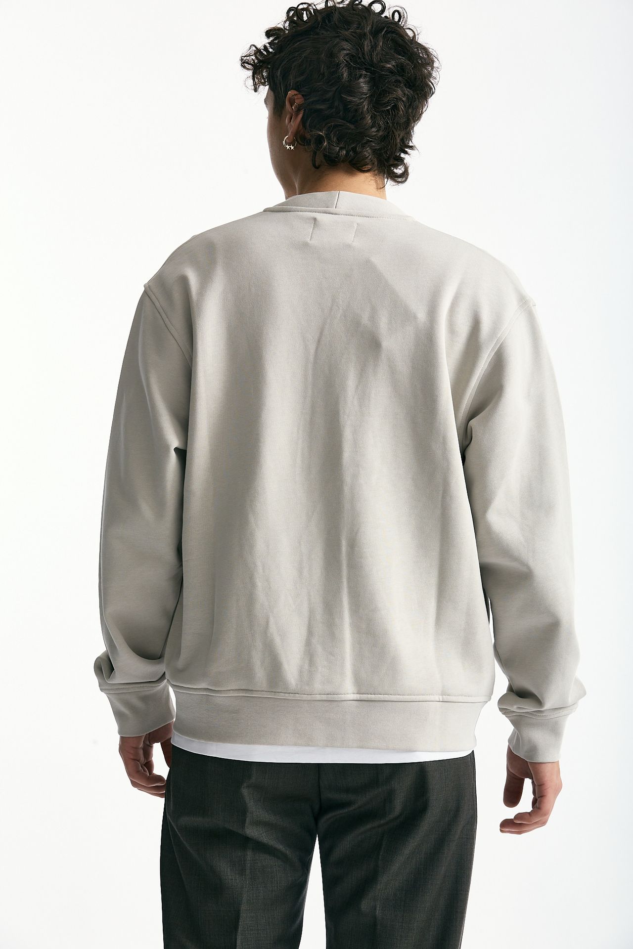 Felpa cardigan in cotone grigio perla uomo Woc - 4