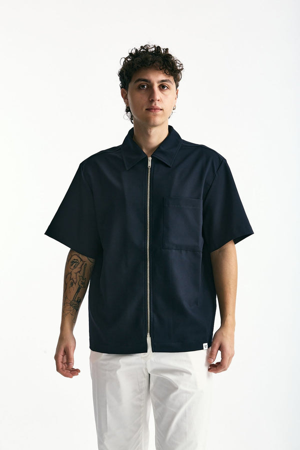 Camicia mezza manica blu uomo Woc