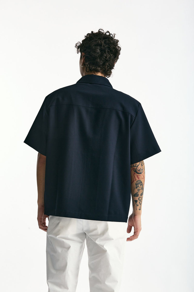 Camicia mezza manica blu uomo Woc - 4