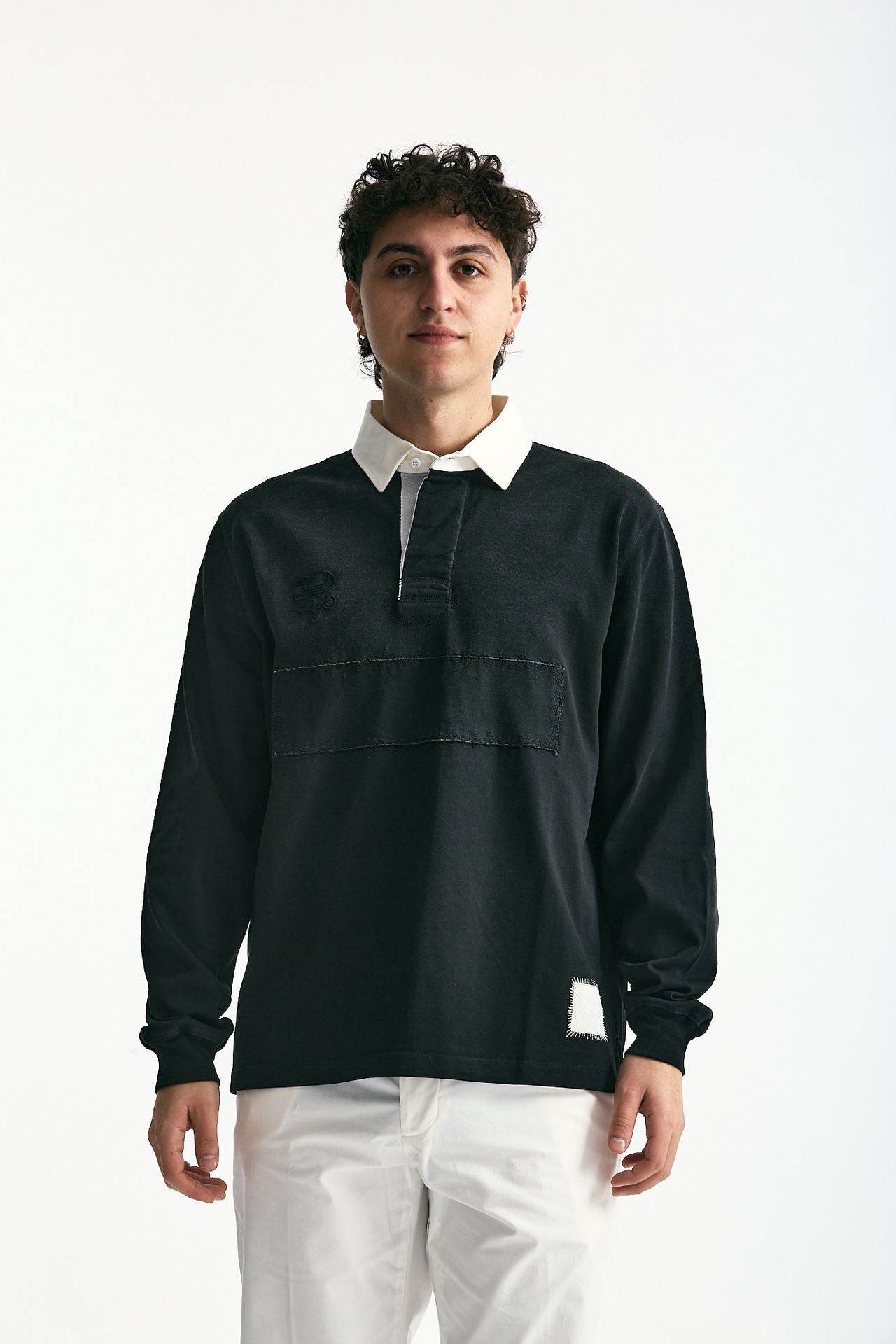 Polo in cotone nero lavato uomo Woc - 2