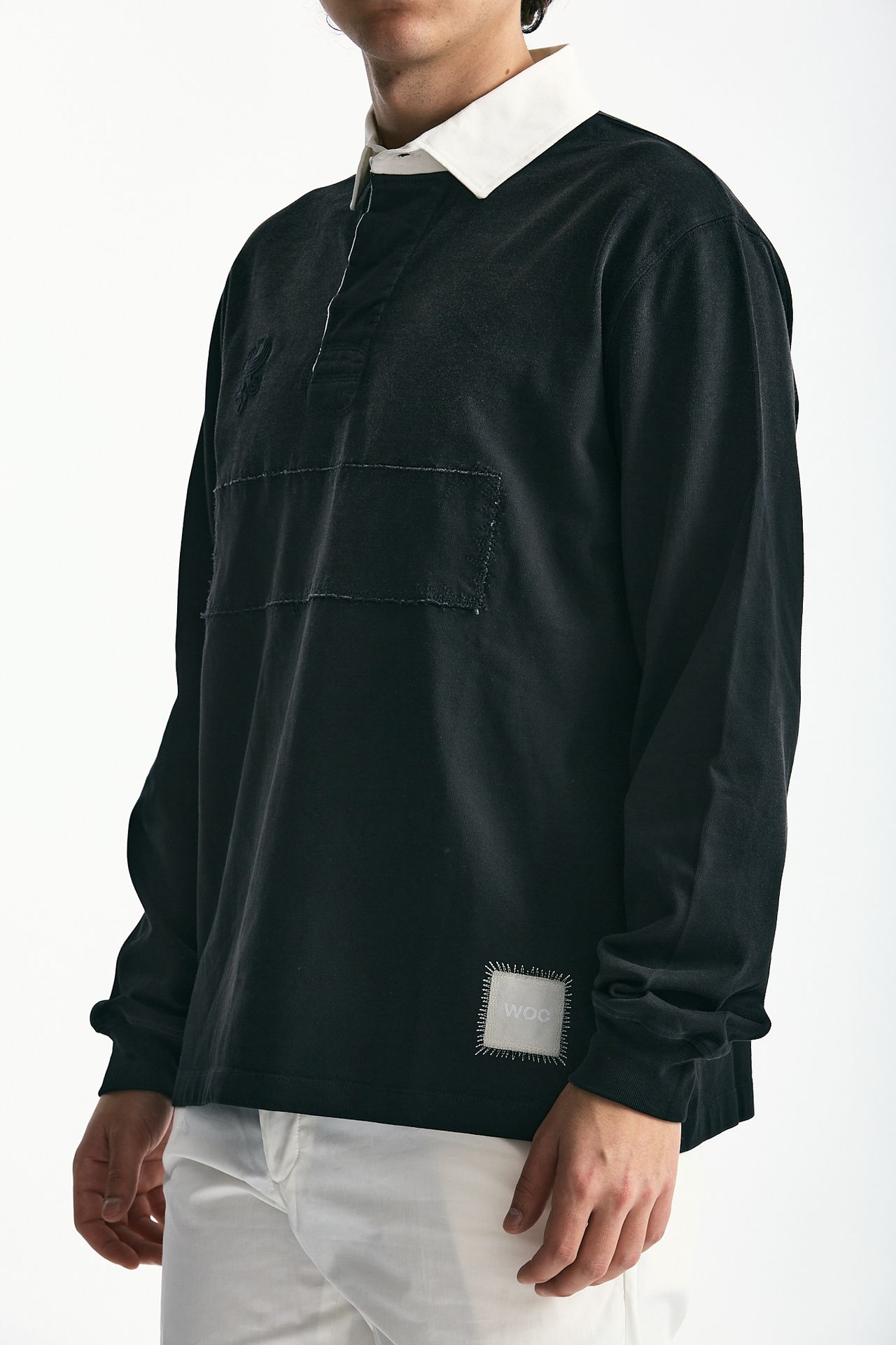 Polo in cotone nero lavato uomo Woc - 1