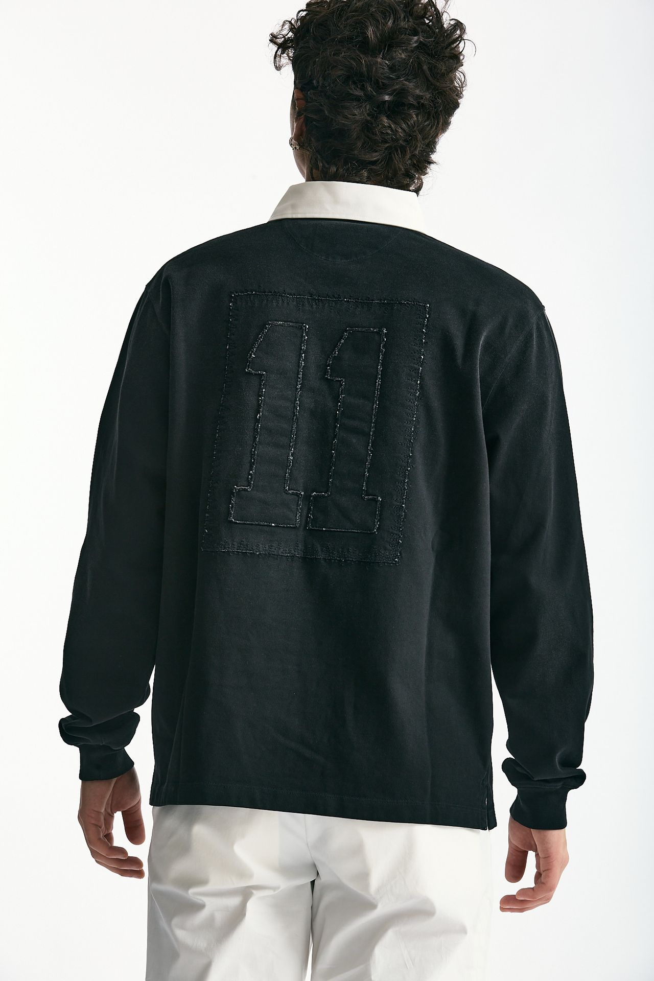 Polo in cotone nero lavato uomo Woc - 4