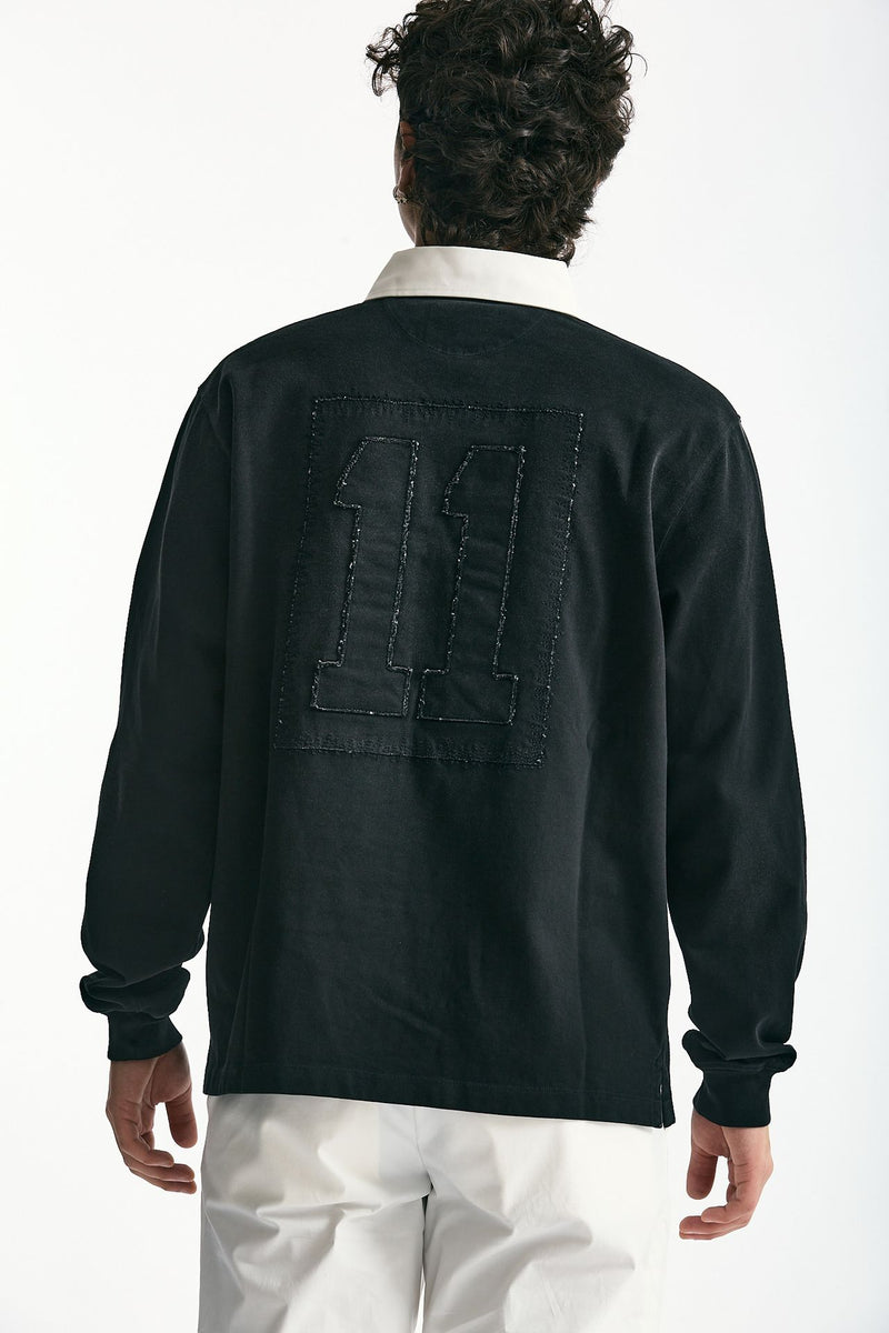 Polo in cotone nero lavato uomo Woc - 4