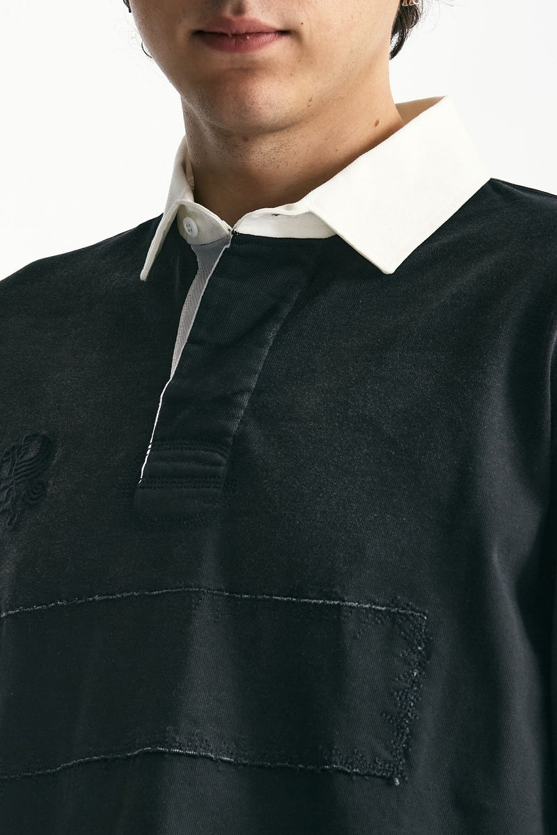 Polo in cotone nero lavato uomo Woc - 6