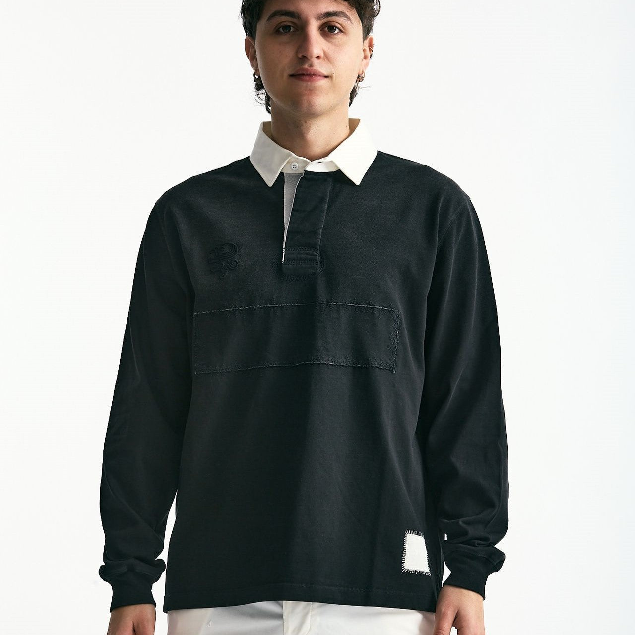 Polo in cotone nero lavato uomo Woc - 9