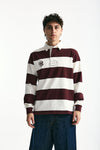 Polo in cotone Rigato bianco e bordeaux uomo Woc - 1