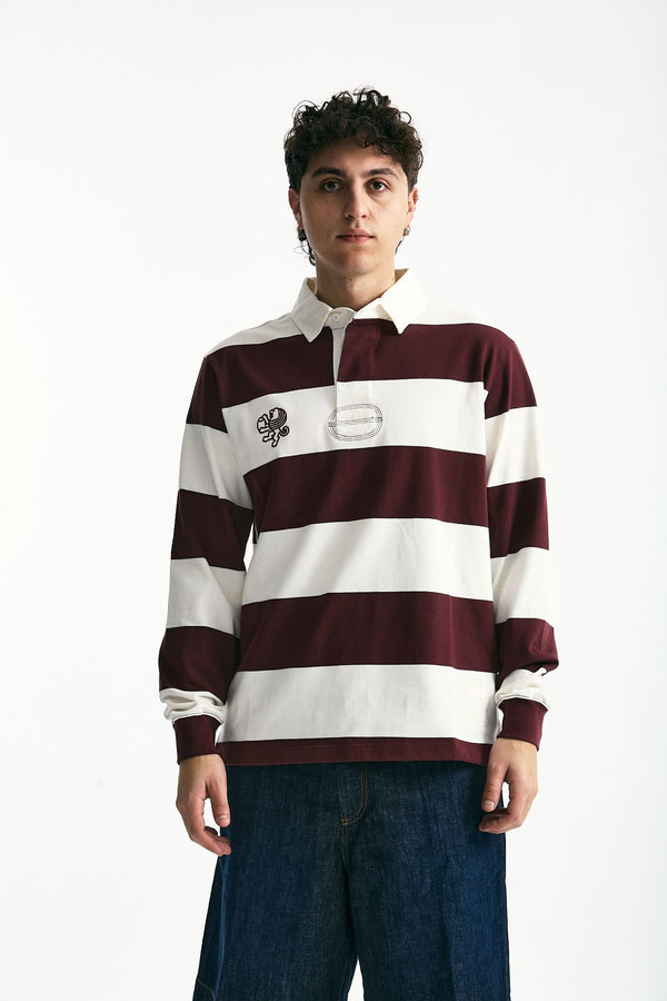 Polo in cotone Rigato bianco e bordeaux uomo Woc
