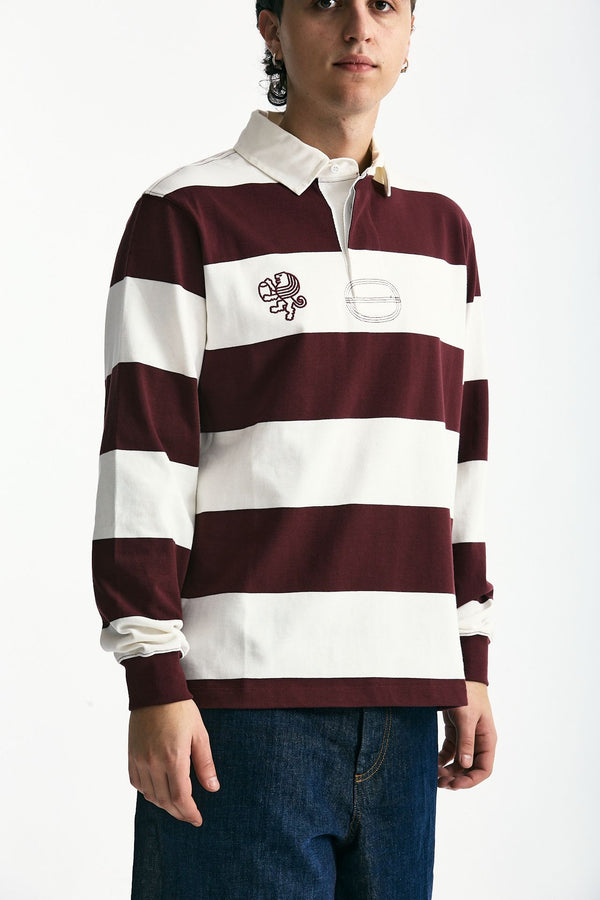 Polo in cotone Rigato bianco e bordeaux uomo Woc