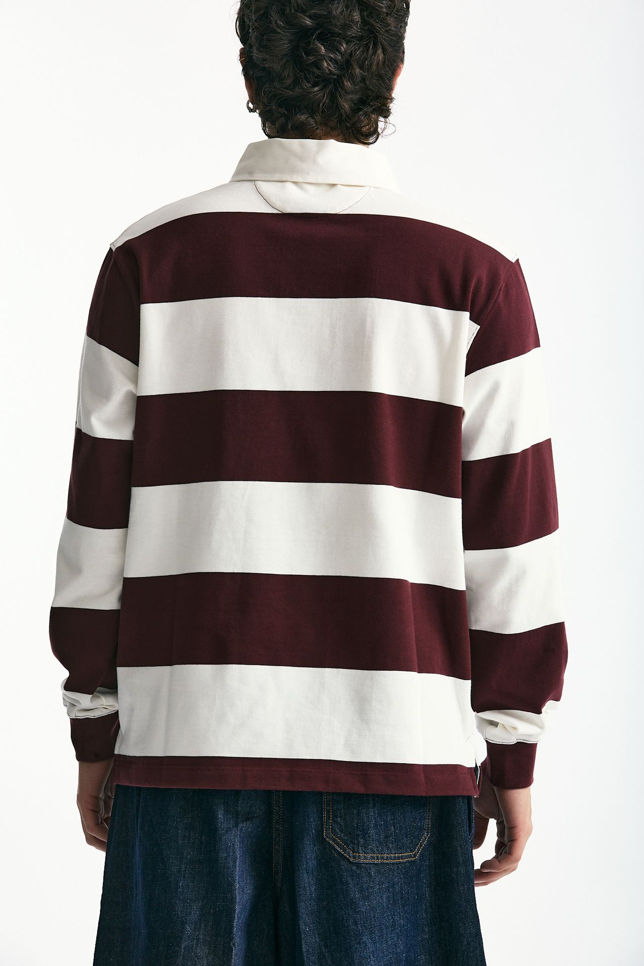 Polo in cotone Rigato bianco e bordeaux uomo Woc - 3