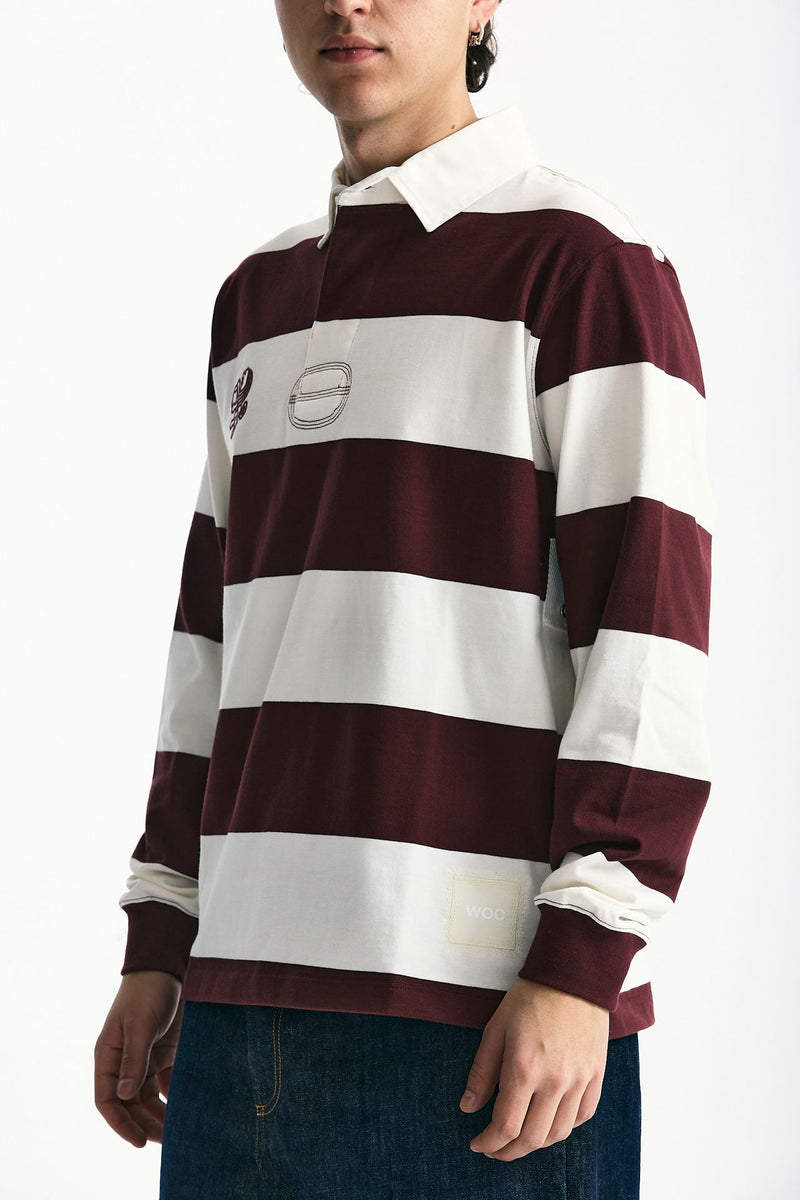 Polo in cotone Rigato bianco e bordeaux uomo Woc - 4