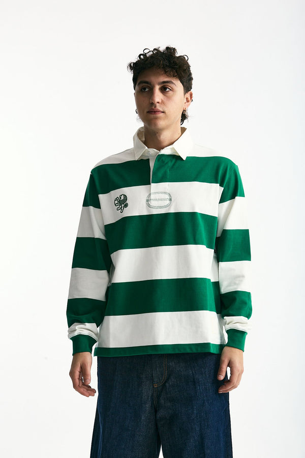 Polo in cotone Rigato bianco e verde uomo Woc