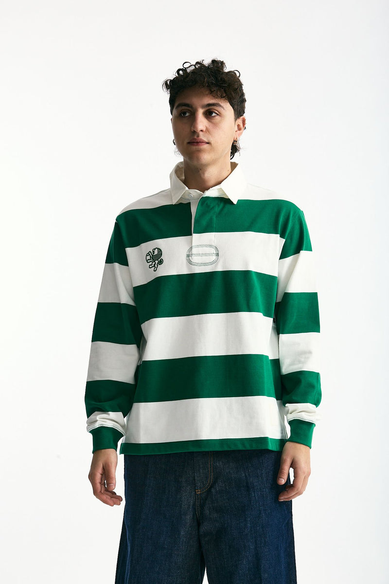 Polo in cotone Rigato bianco e verde uomo Woc - 1