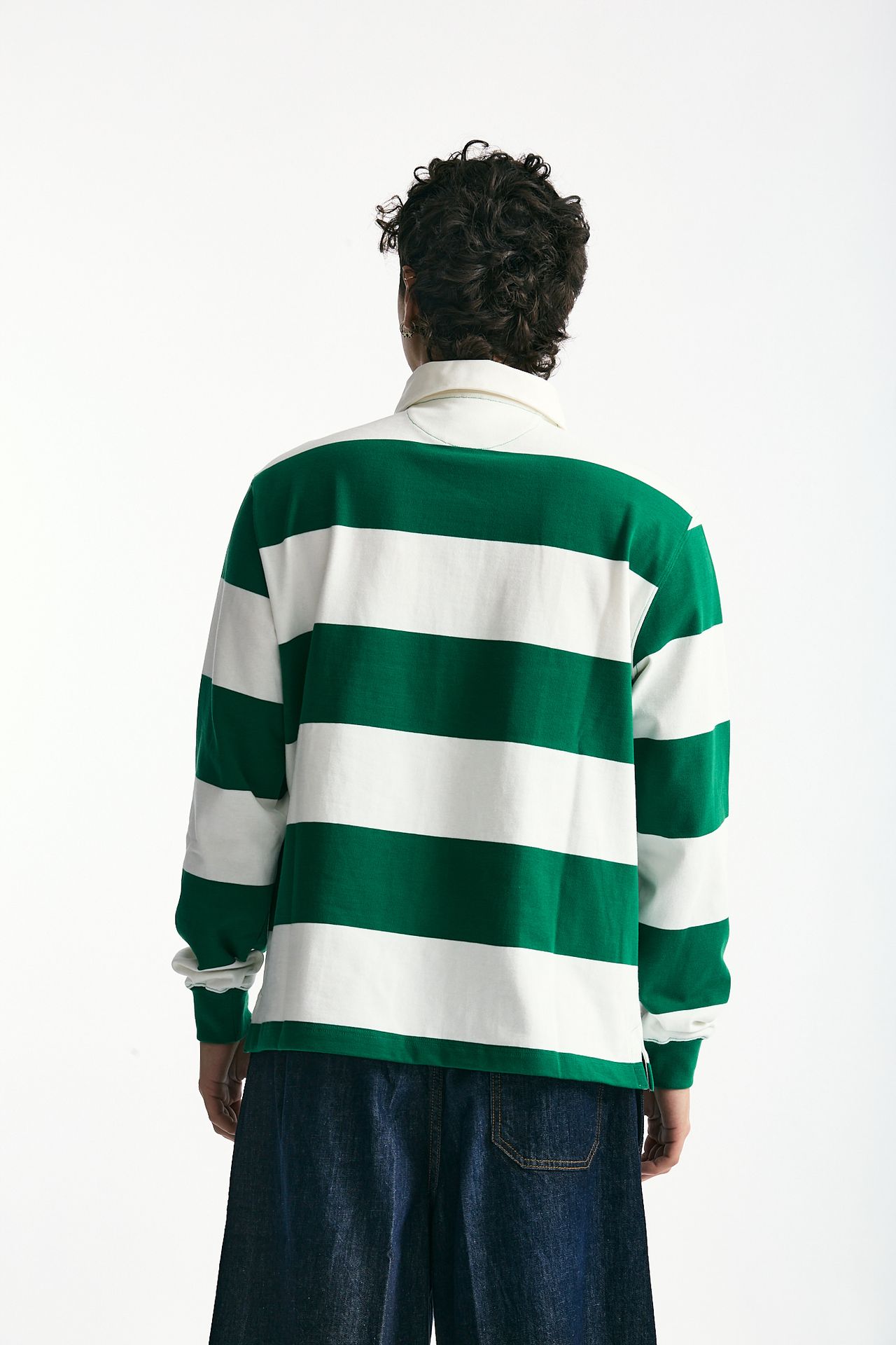 Polo in cotone Rigato bianco e verde uomo Woc - 3