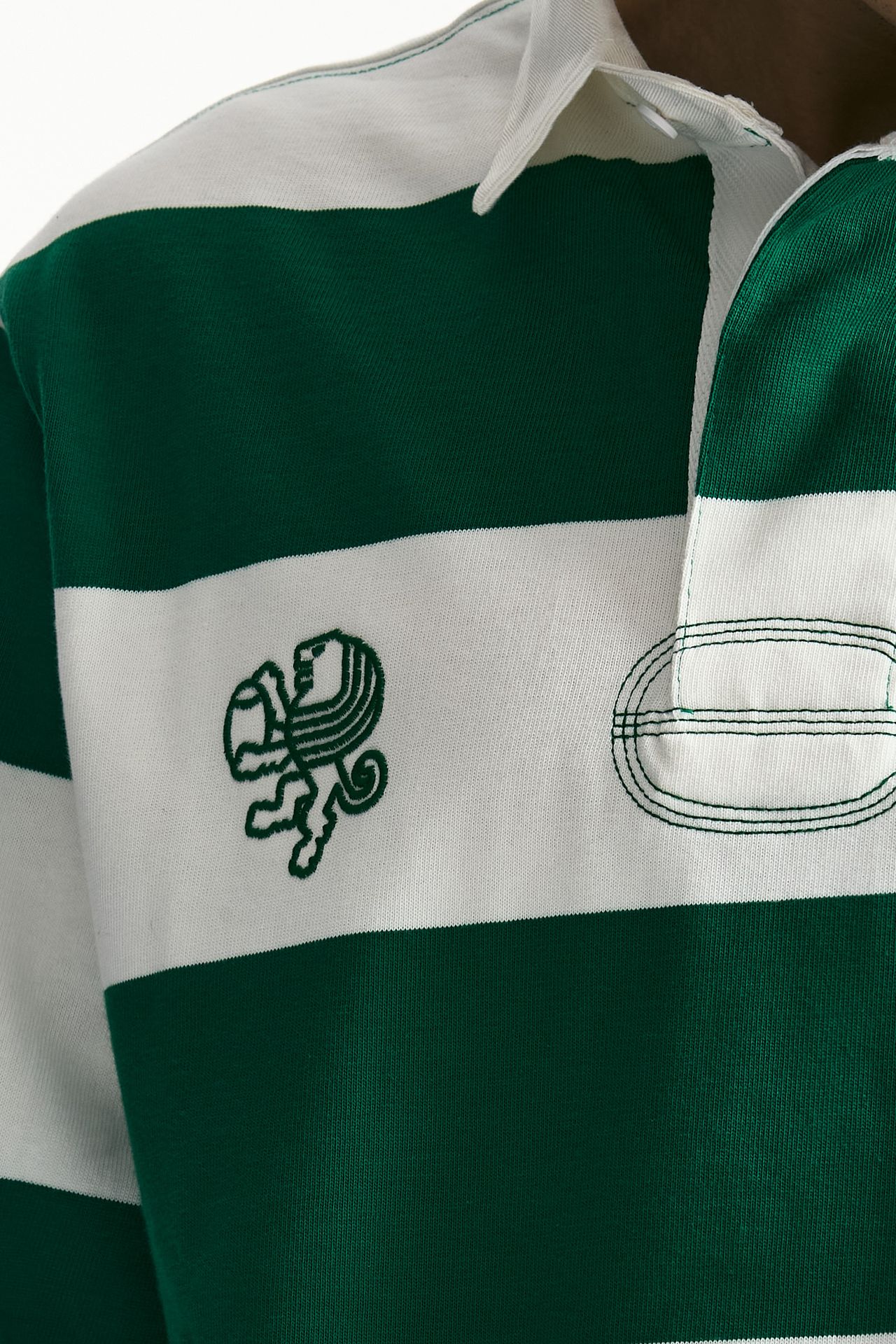 Polo in cotone Rigato bianco e verde uomo Woc - 5