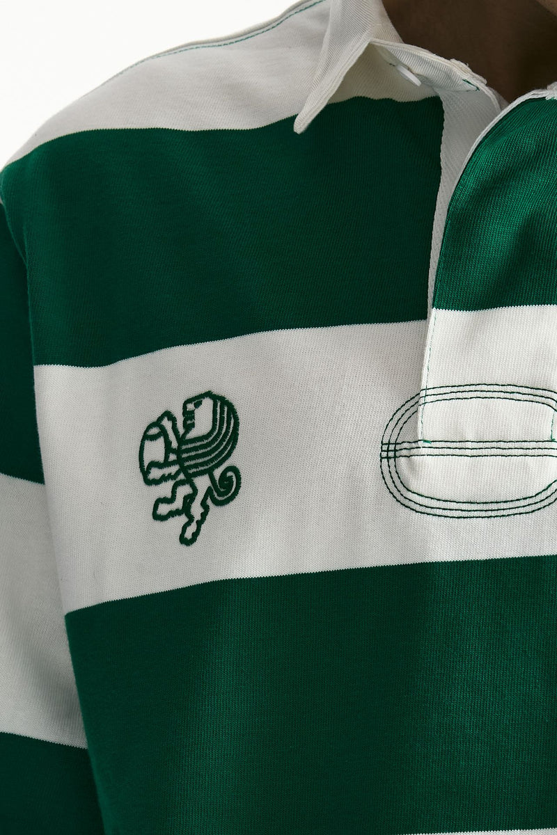 Polo in cotone Rigato bianco e verde uomo Woc - 5