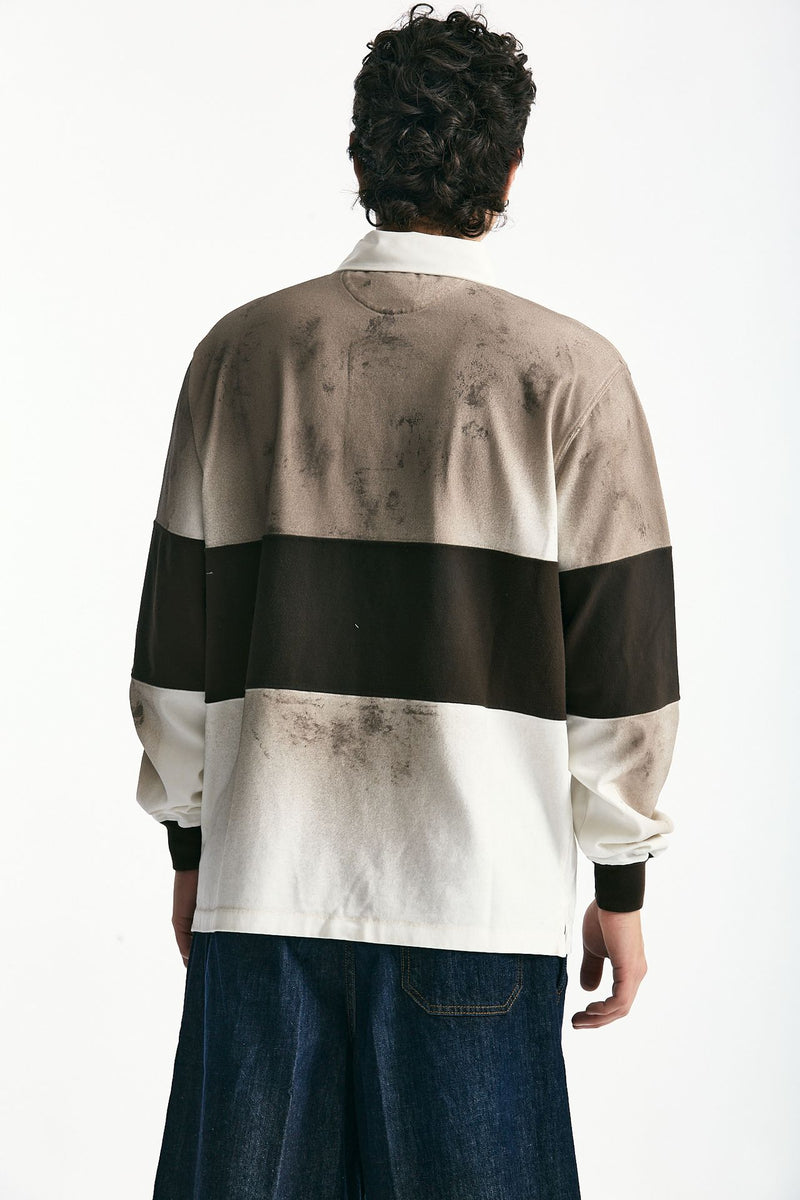 Polo in coton marrone e bianco uomo Woc - 3