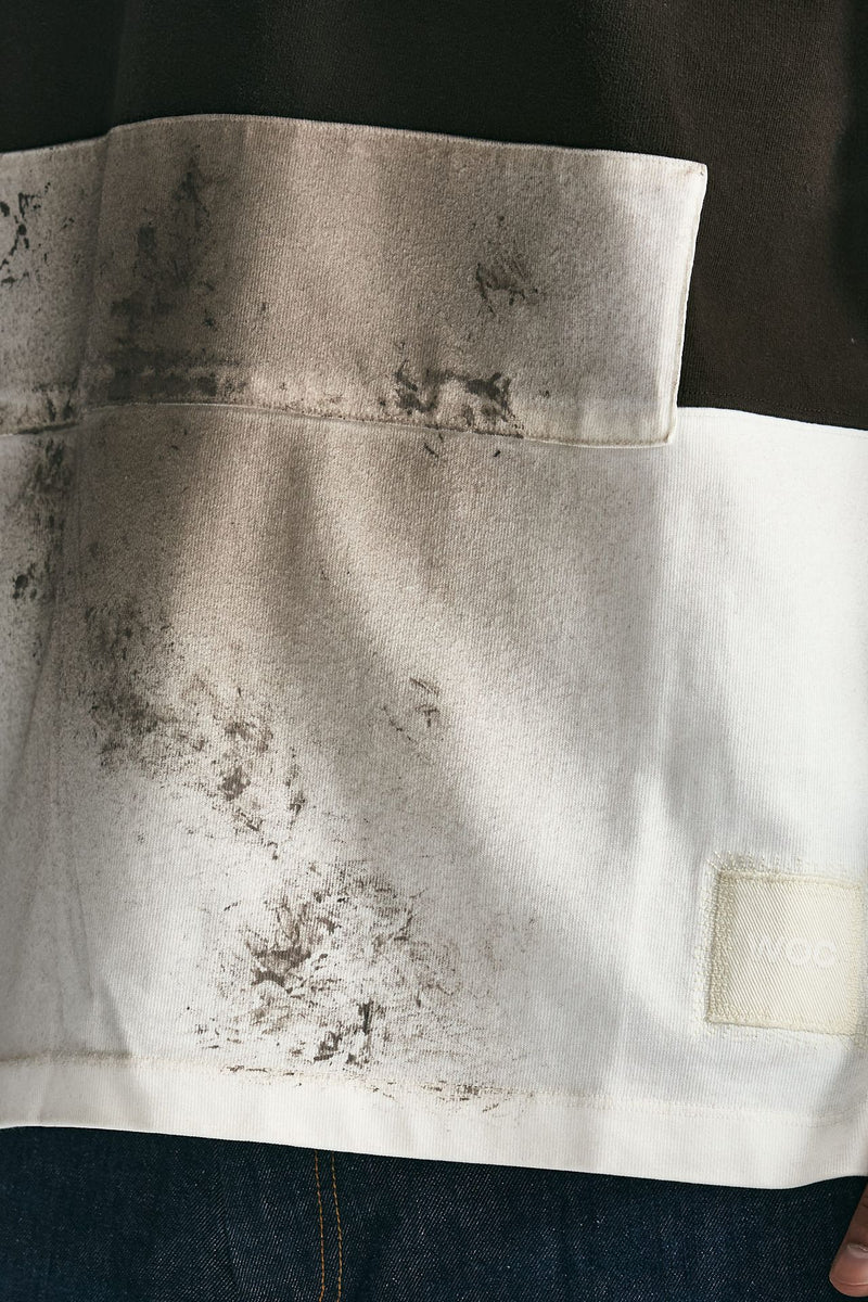 Polo in coton marrone e bianco uomo Woc - 6