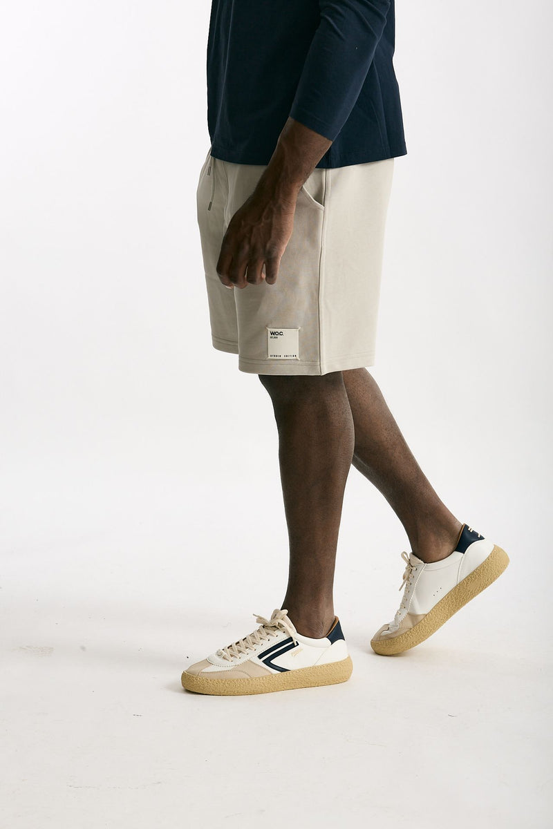 Bermuda felpa in cotone beige uomo Woc - 1