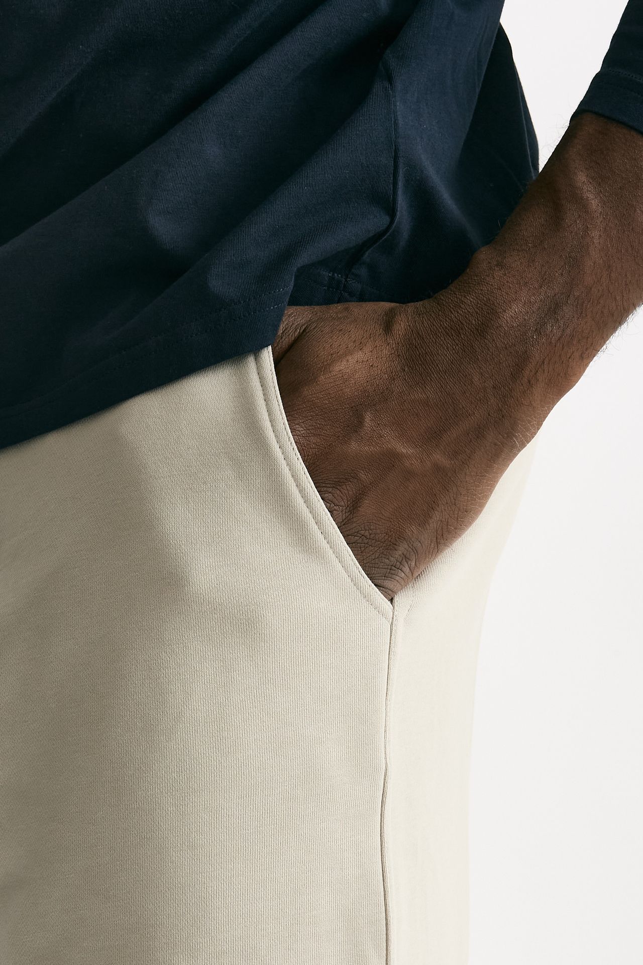 Bermuda felpa in cotone beige uomo Woc - 7