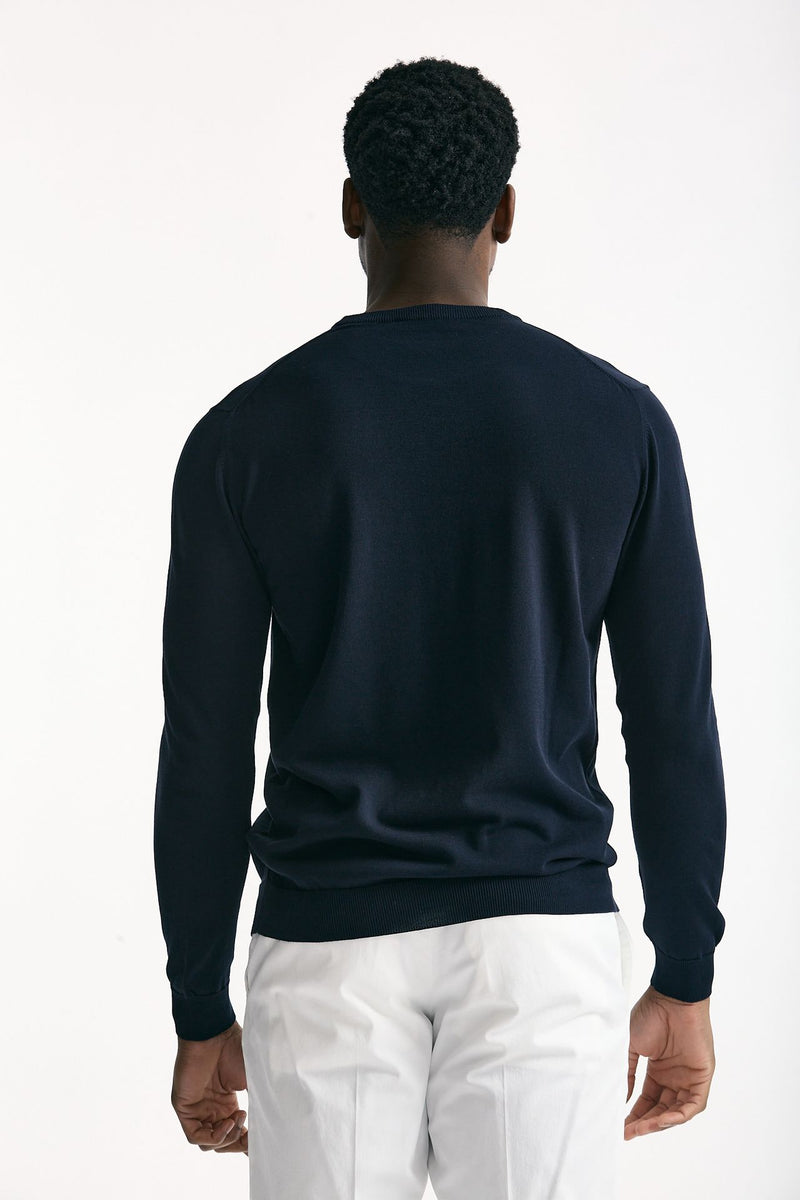 Maglia girocollo in cotone blu uomo Zanone - 3