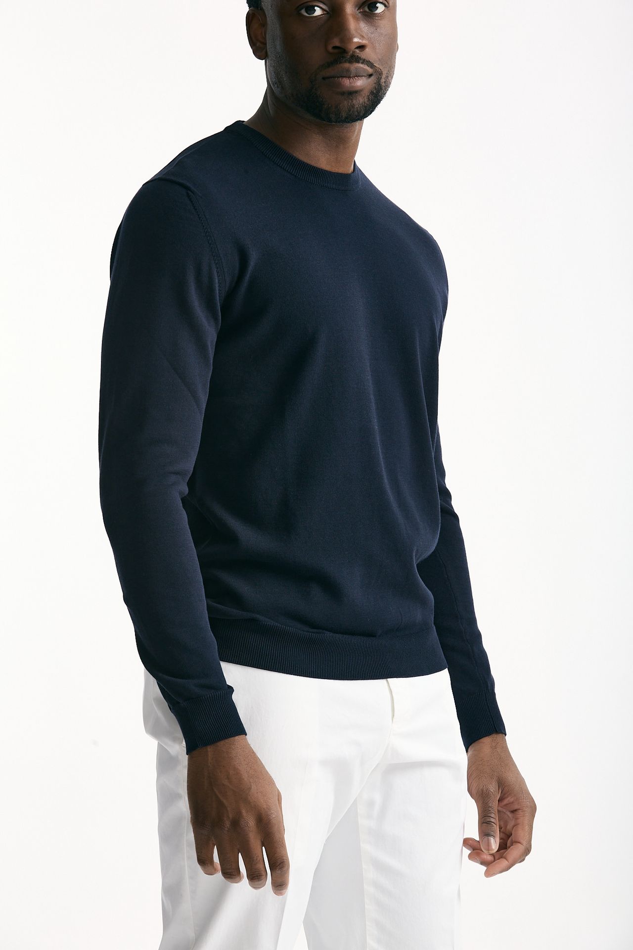 Maglia girocollo in cotone blu uomo Zanone - 4