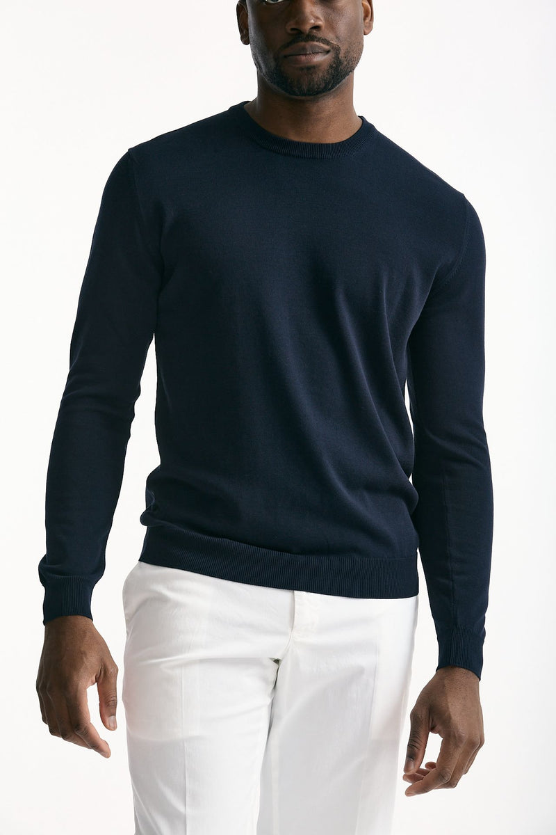 Maglia girocollo in cotone blu uomo Zanone - 5