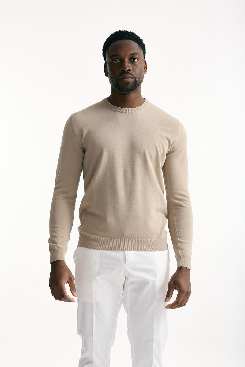 Maglia girocollo in cotone beige uomo Zanone - 1