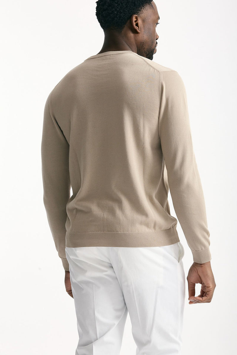 Maglia girocollo in cotone beige uomo Zanone - 3
