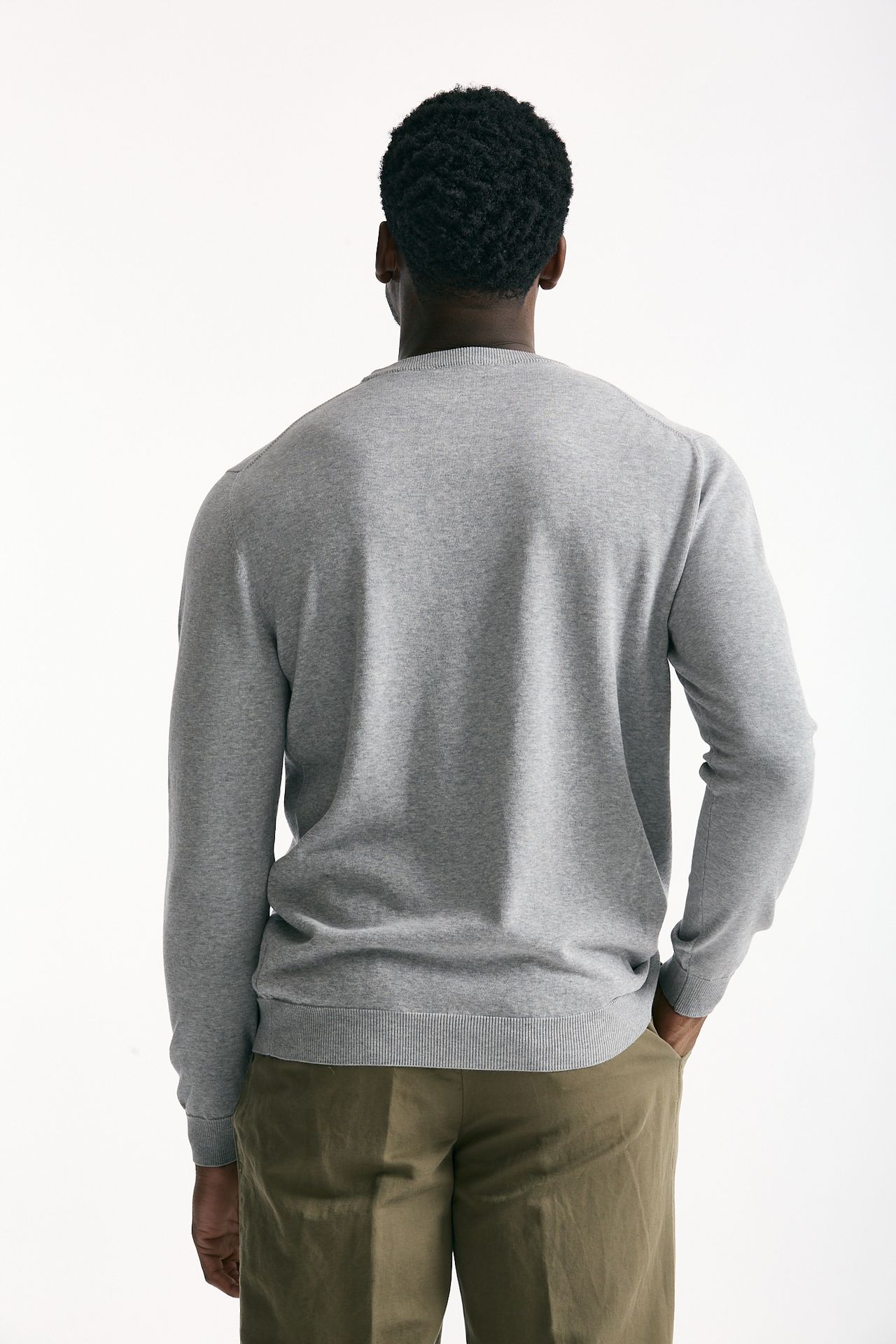 Maglia girocollo in cotone grigio uomo Zanone - 4