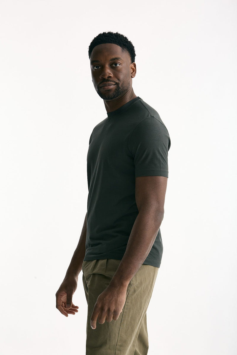 T shirt Icecotton in cotone verde scuro uomo Zanone - 1