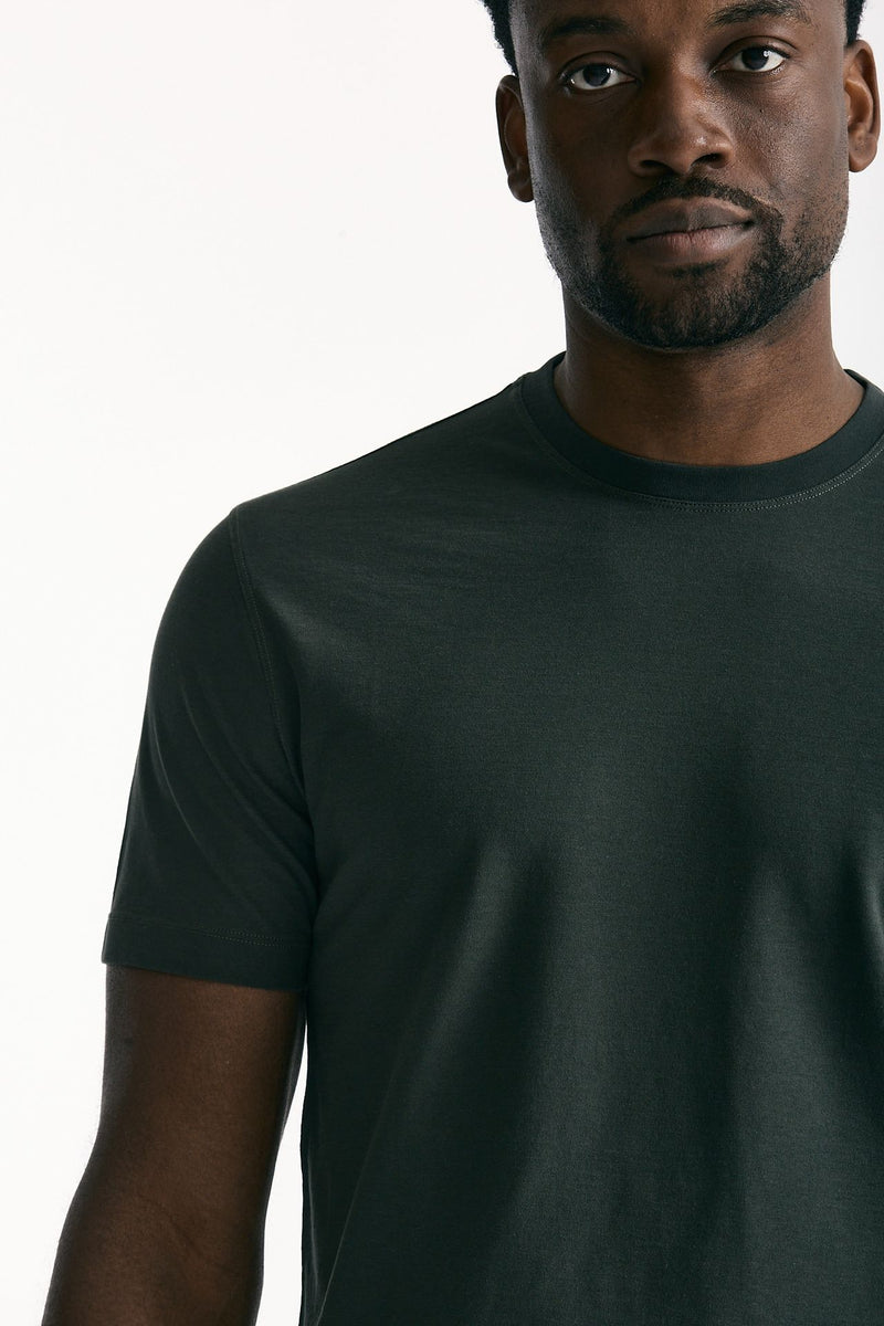 T shirt Icecotton in cotone verde scuro uomo Zanone - 4