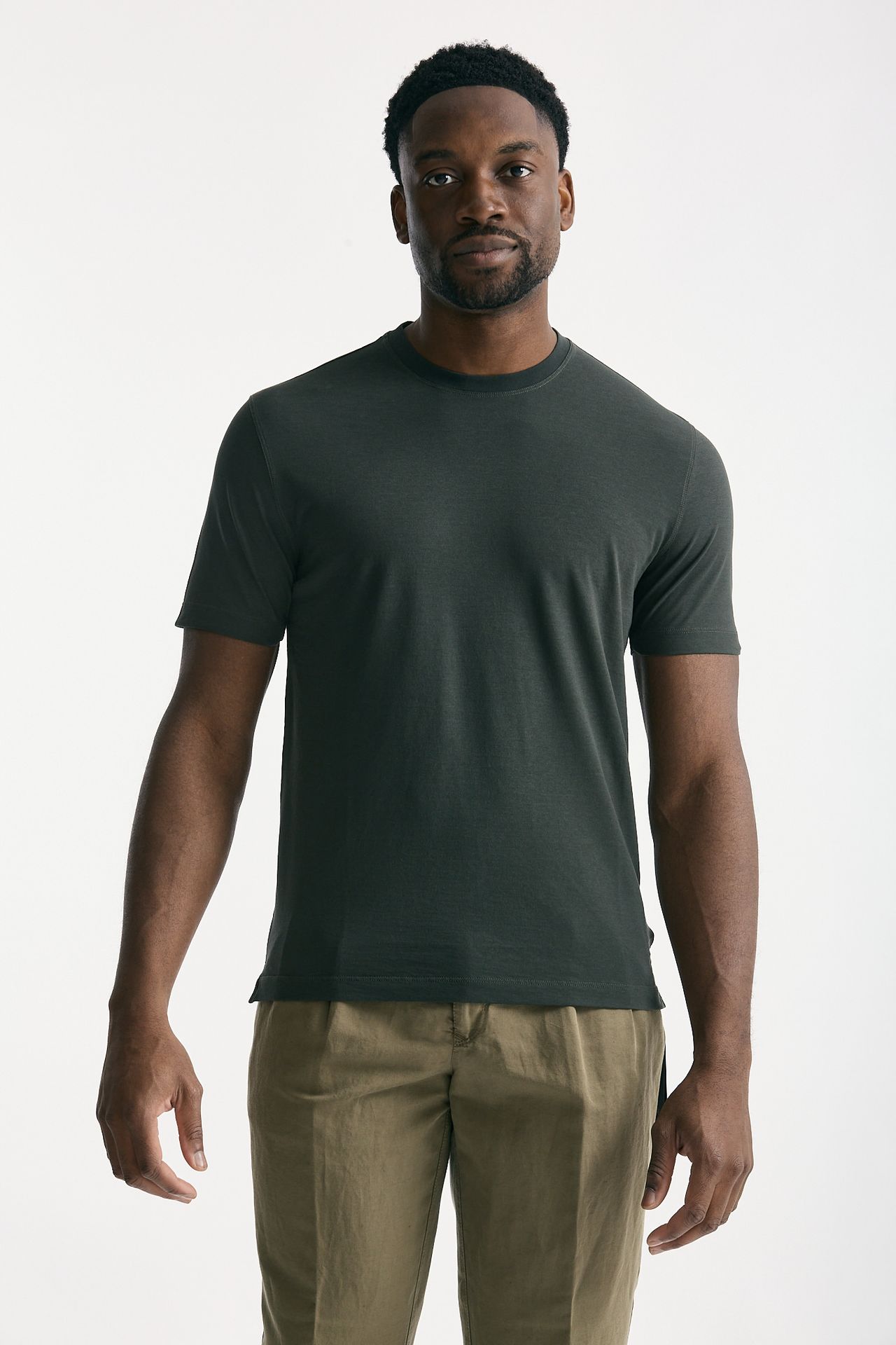 T shirt Icecotton in cotone verde scuro uomo Zanone - 5