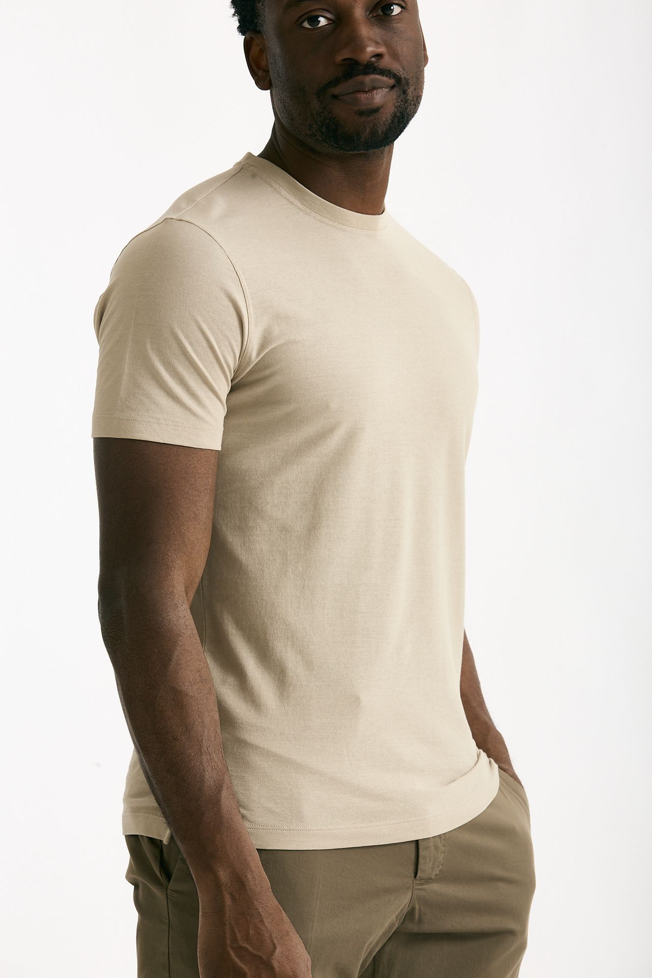 T shirt in cotone beige Icecotton uomo Zanone - 4