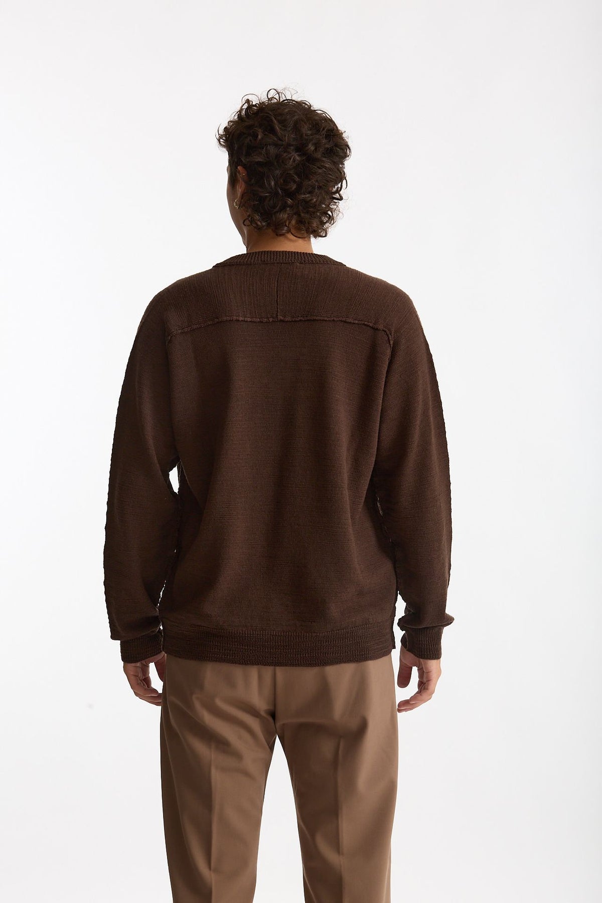 Maglia in lana marrone Scollo a V uomo Atomo factory - 3