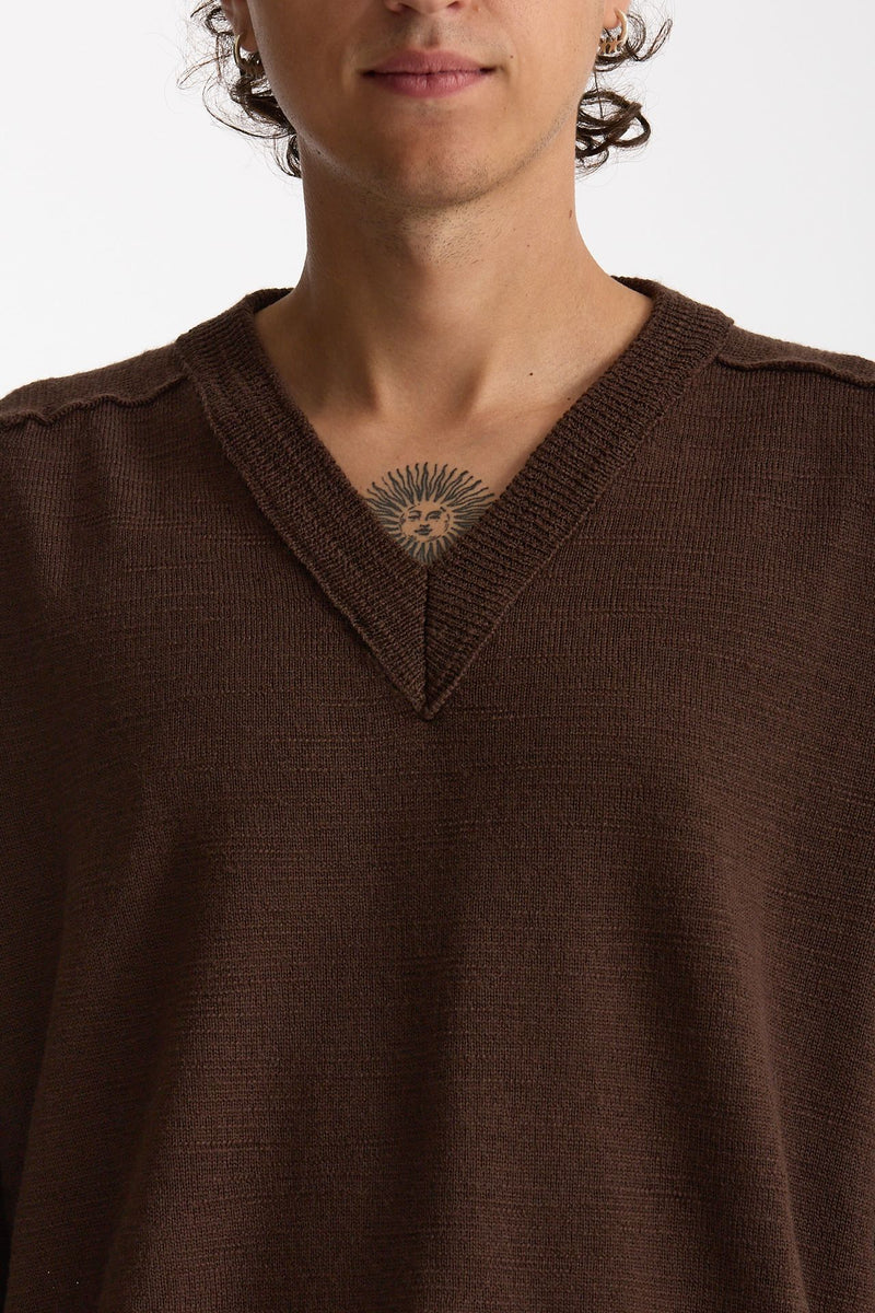 Maglia in lana marrone Scollo a V uomo Atomo factory - 5