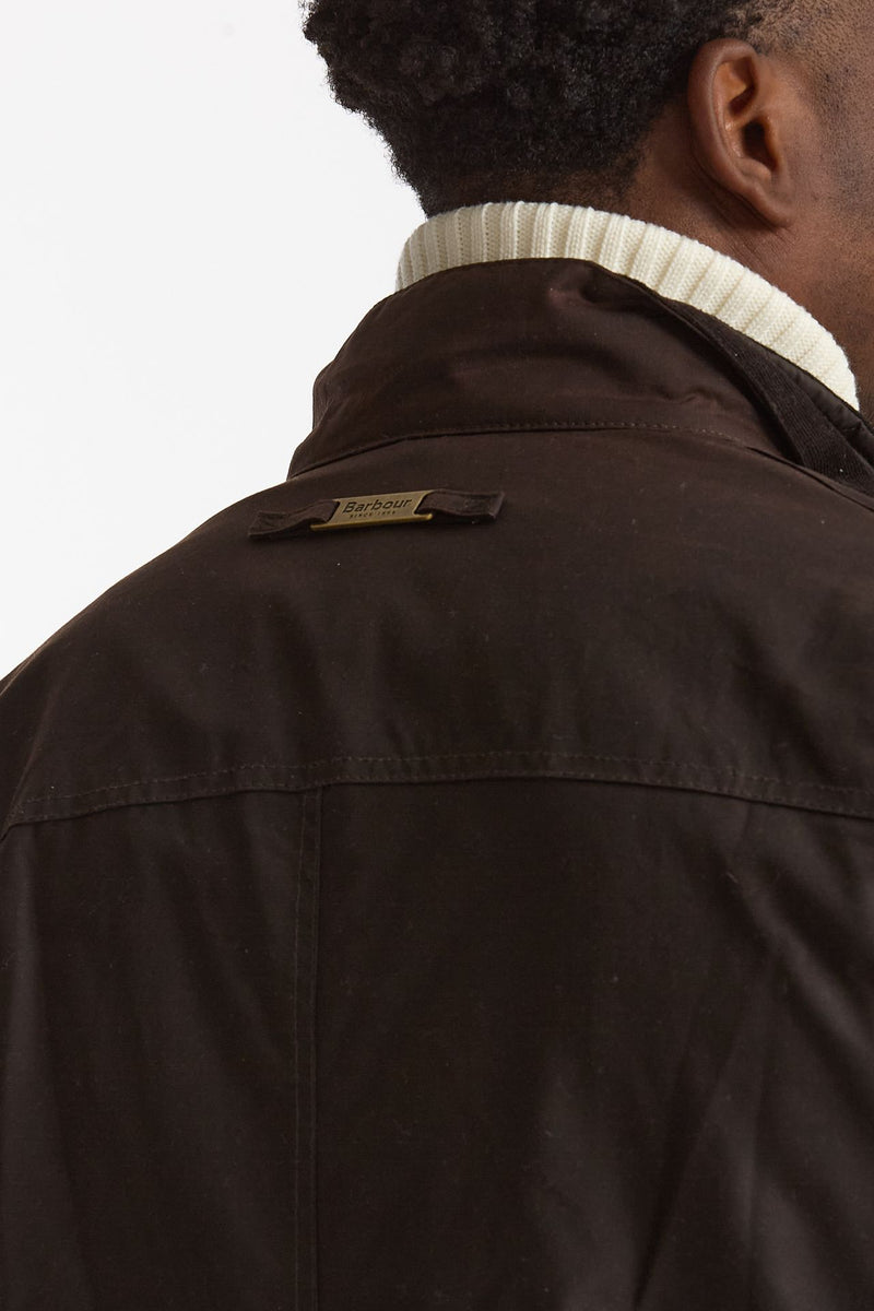 Field jacket OGSTON WAX JACKET in cotone cerato marrone scuro uomo Barbour - 7